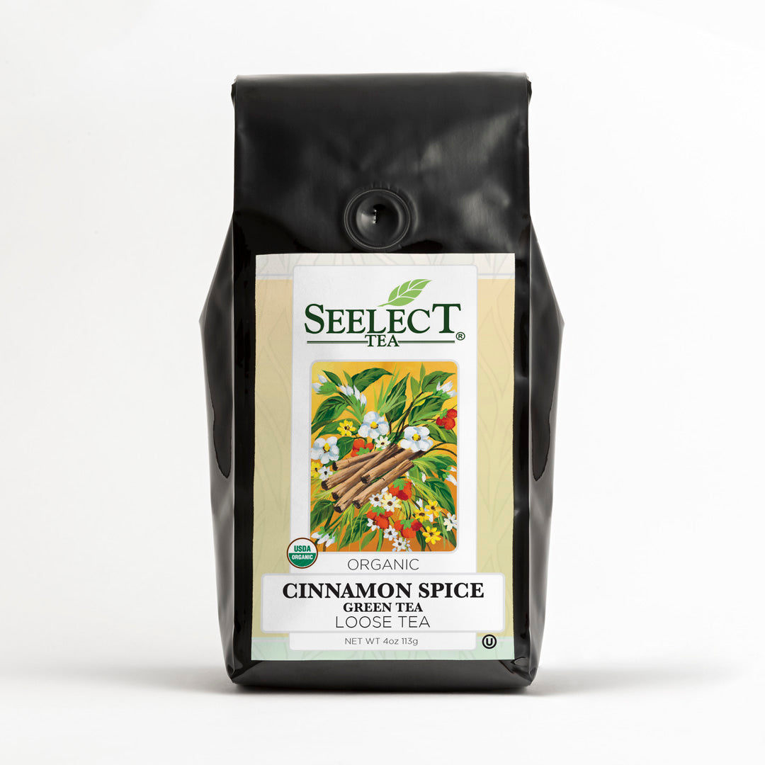Package of Cinnamon Spice Green Tea, Organic - Loose Leaf