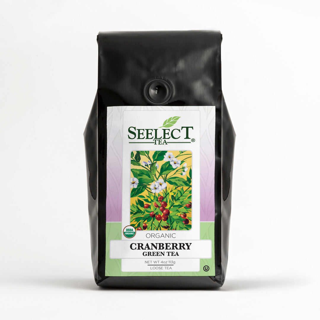 Package of Cranberry Green Tea, Organic - Loose Leaf