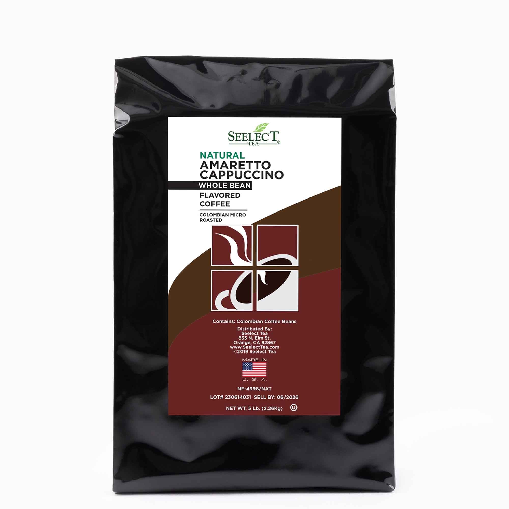 Package of Amaretto Cappuccino Flavored Coffee Beans