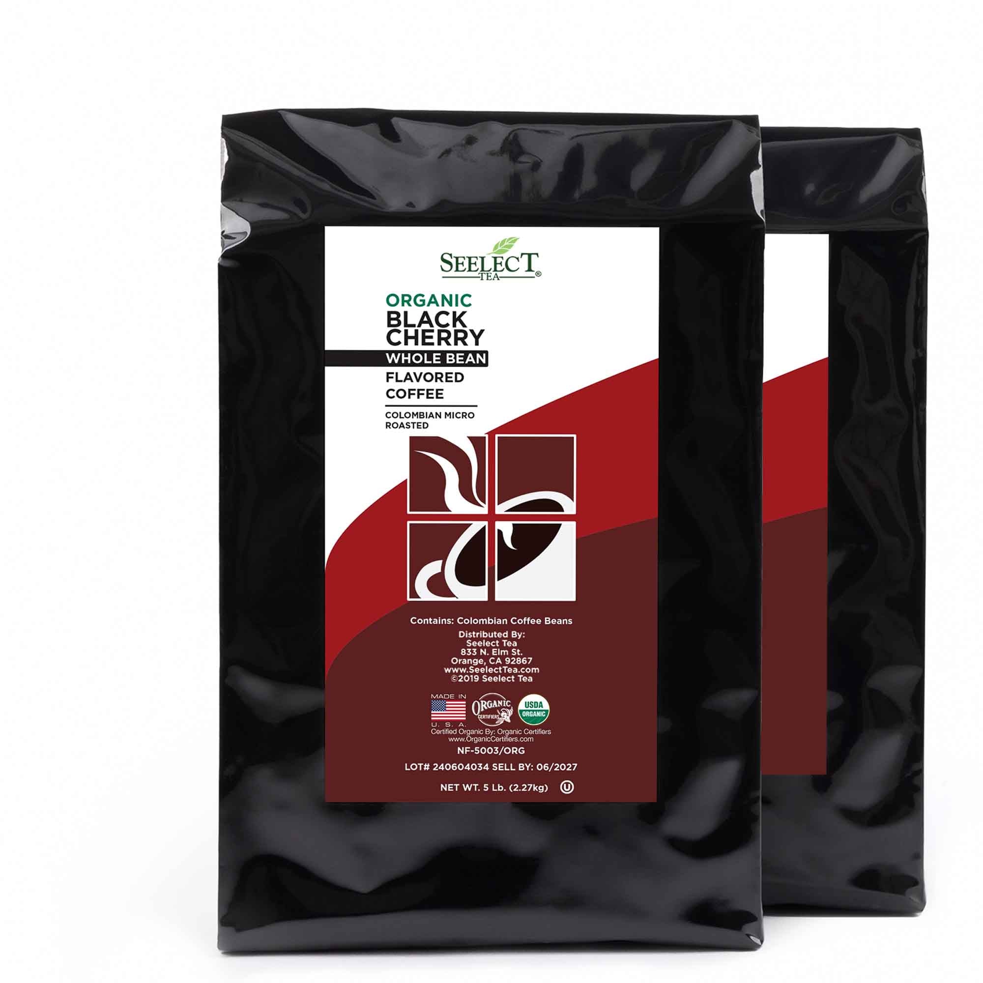 Package of Organic Black Cherry Flavored Coffee Beans