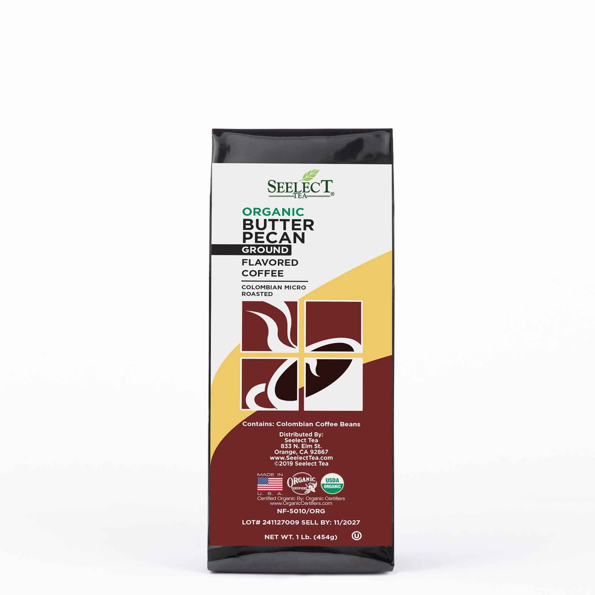 Package of Organic Butter Pecan Flavored Coffee Beans