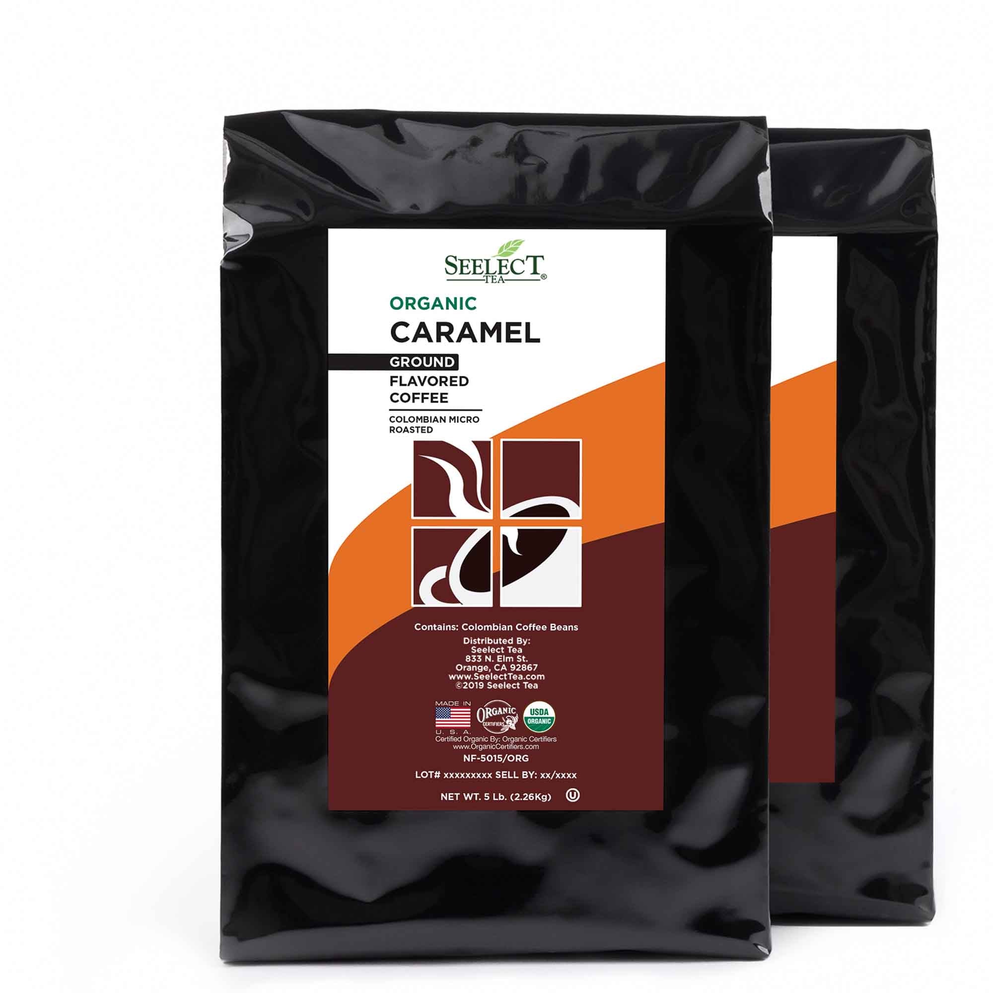 Package of Organic Caramel Flavored Coffee Beans