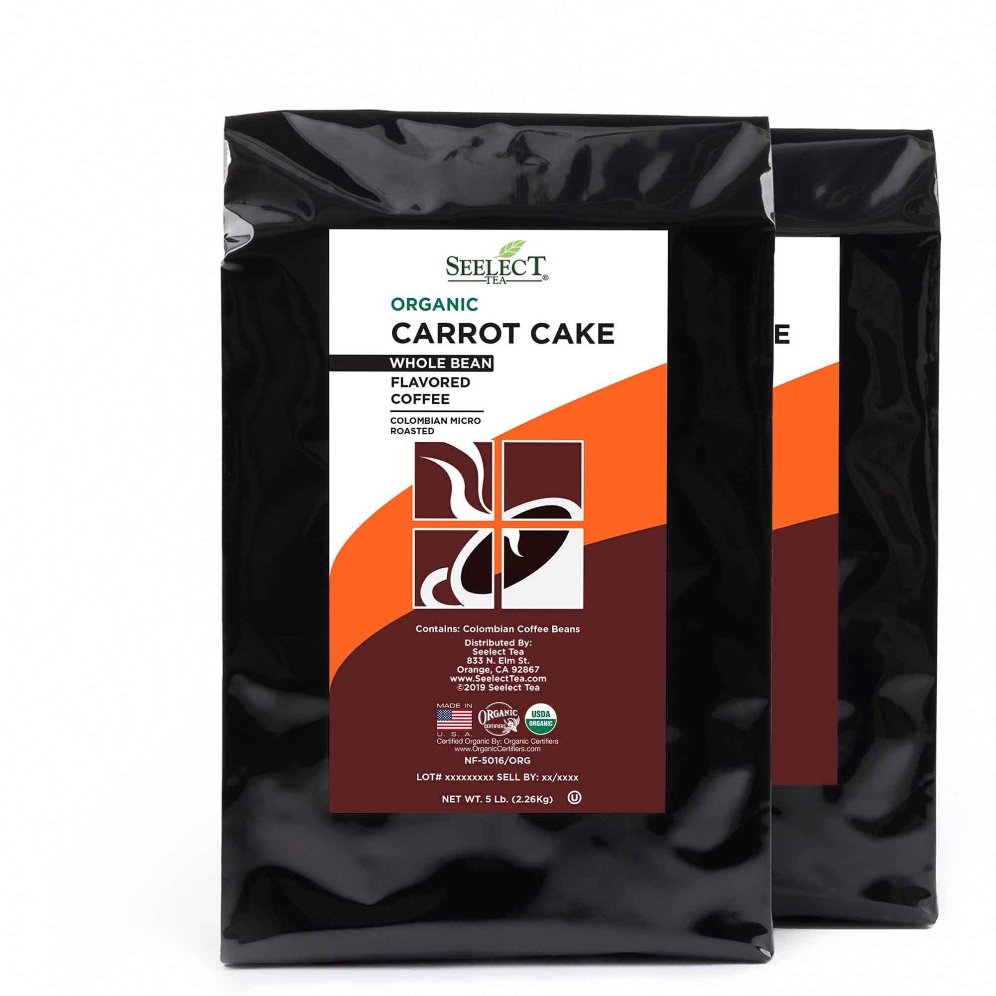Package of Organic Carrot Cake Flavored Coffee Beans