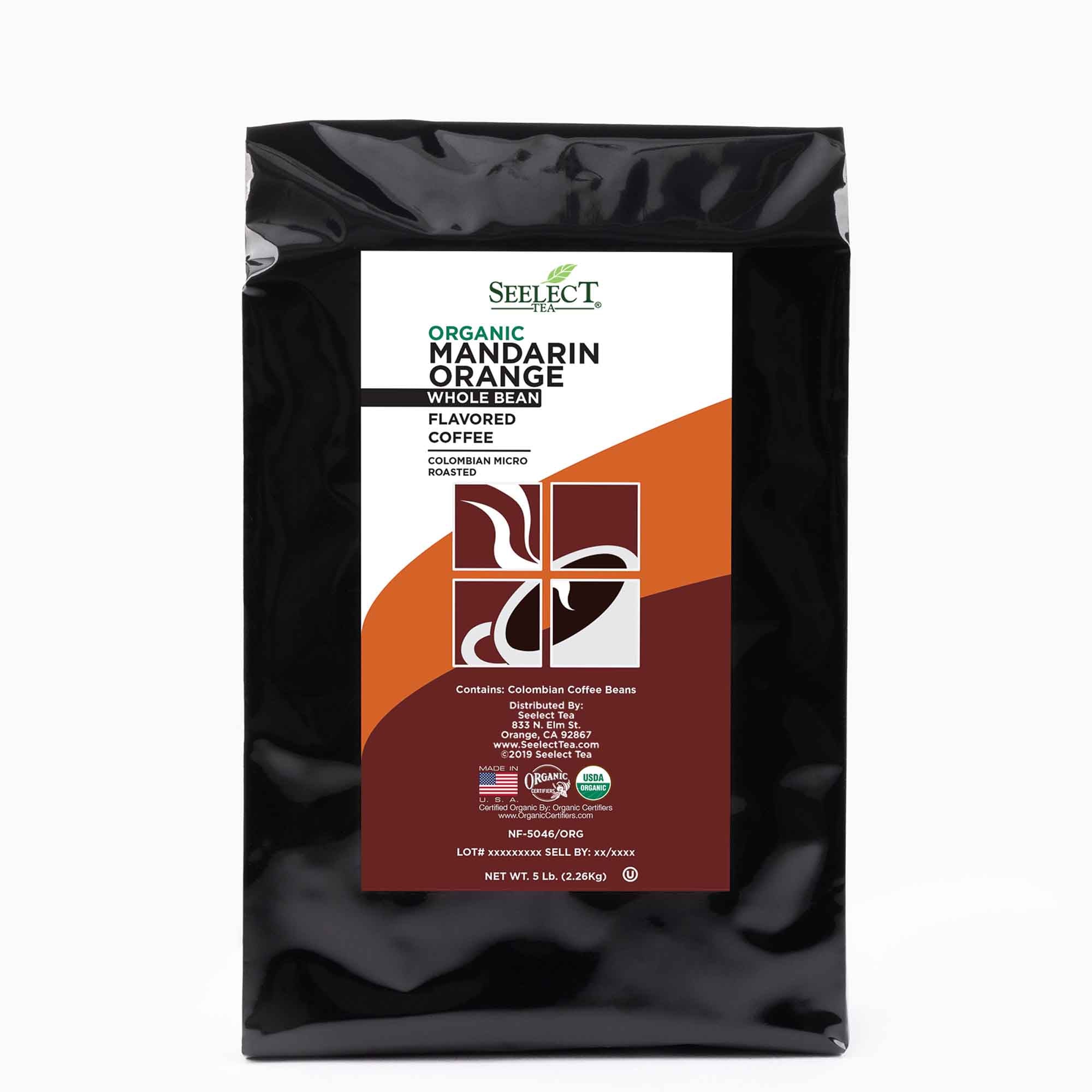 Package of Organic Mandarin Orange Flavored Coffee Beans