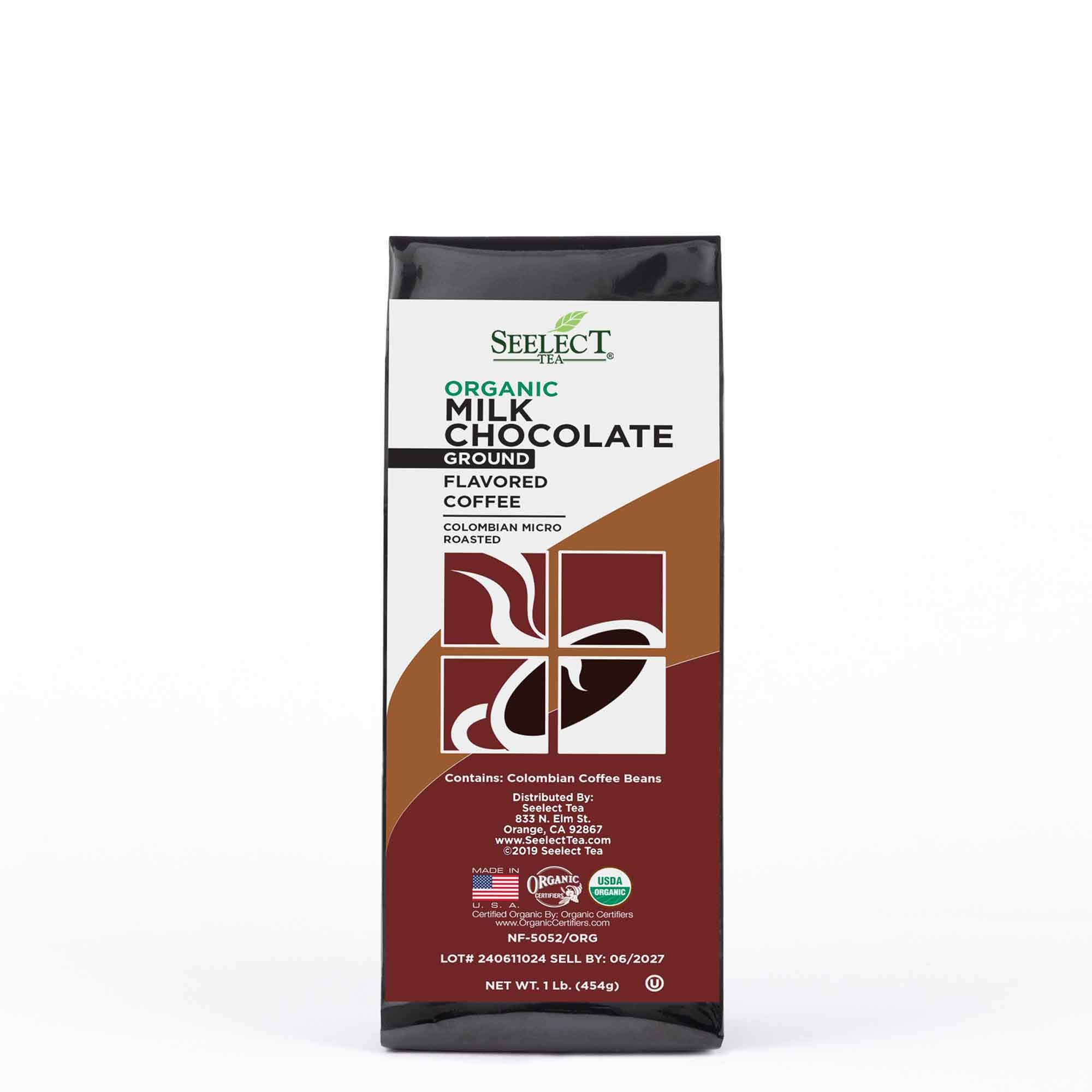 Package of Organic Milk Chocolate Flavored Coffee Beans