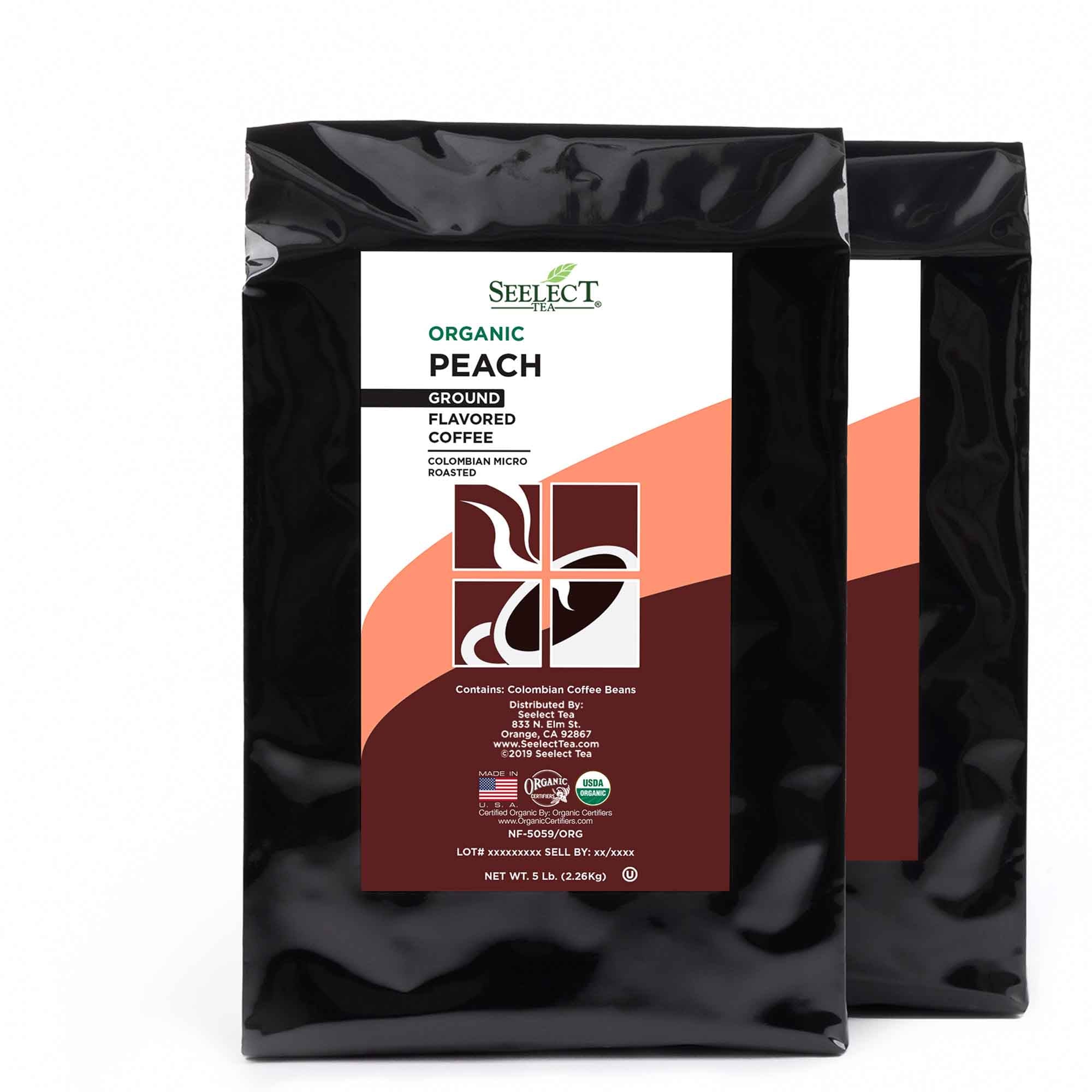 Package of Organic Peach Flavored Coffee Beans