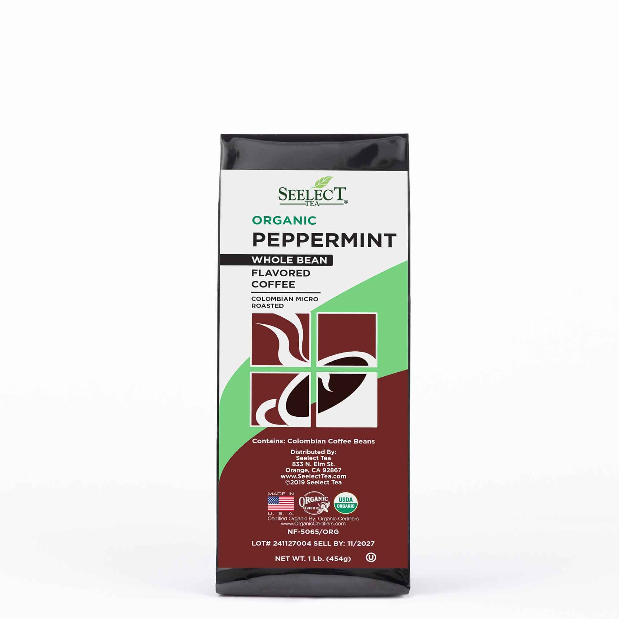Package of Organic Peppermint Flavored Coffee Beans