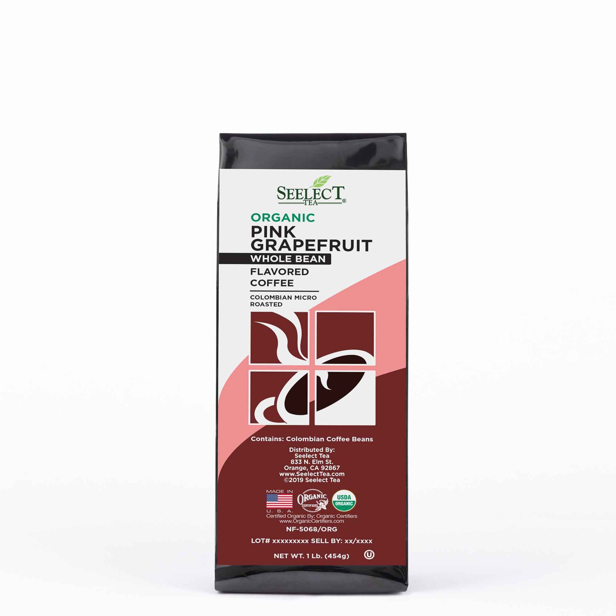 Package of Organic Pink Grapefruit Flavored Coffee Beans