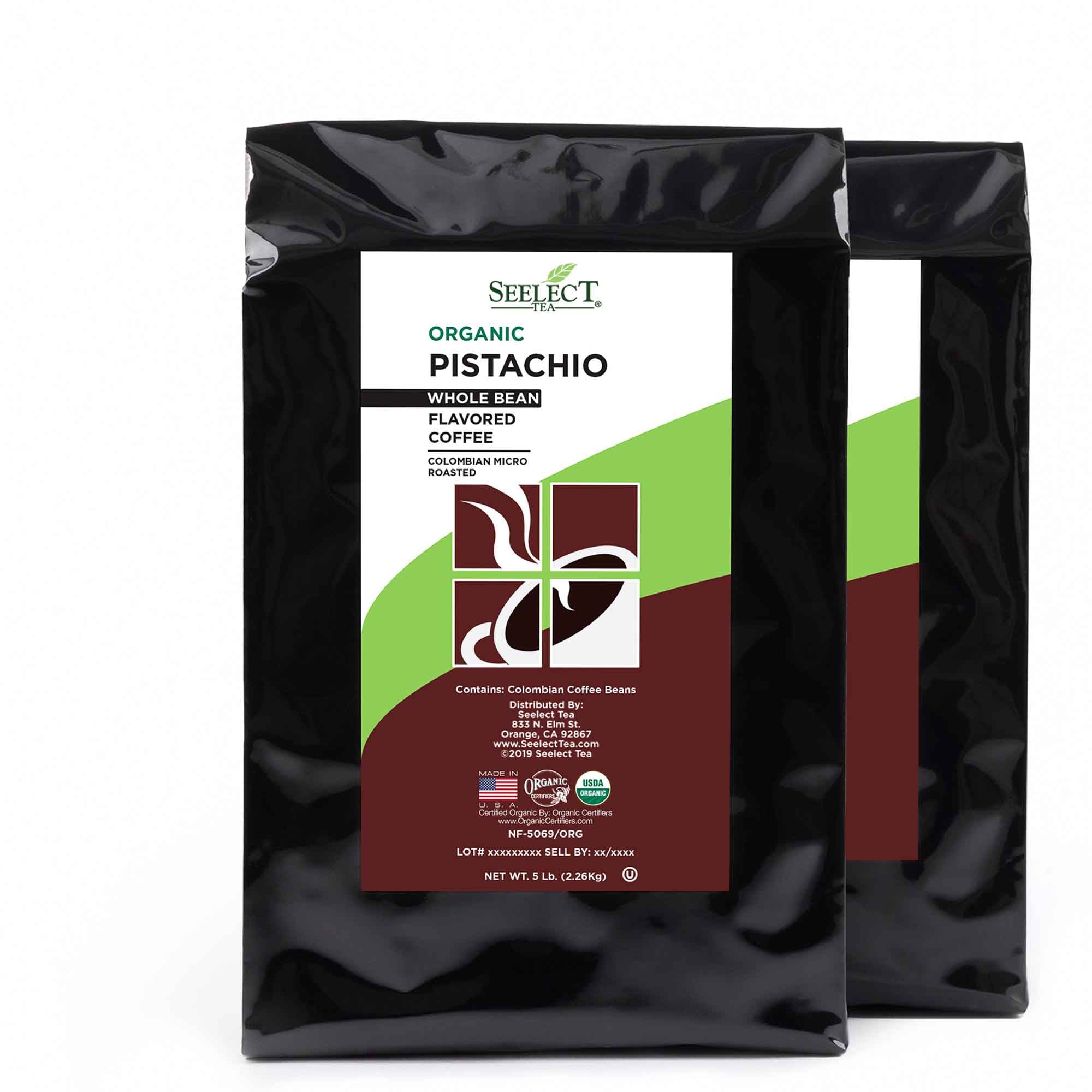 Package of Organic Pistachio Flavored Coffee Beans