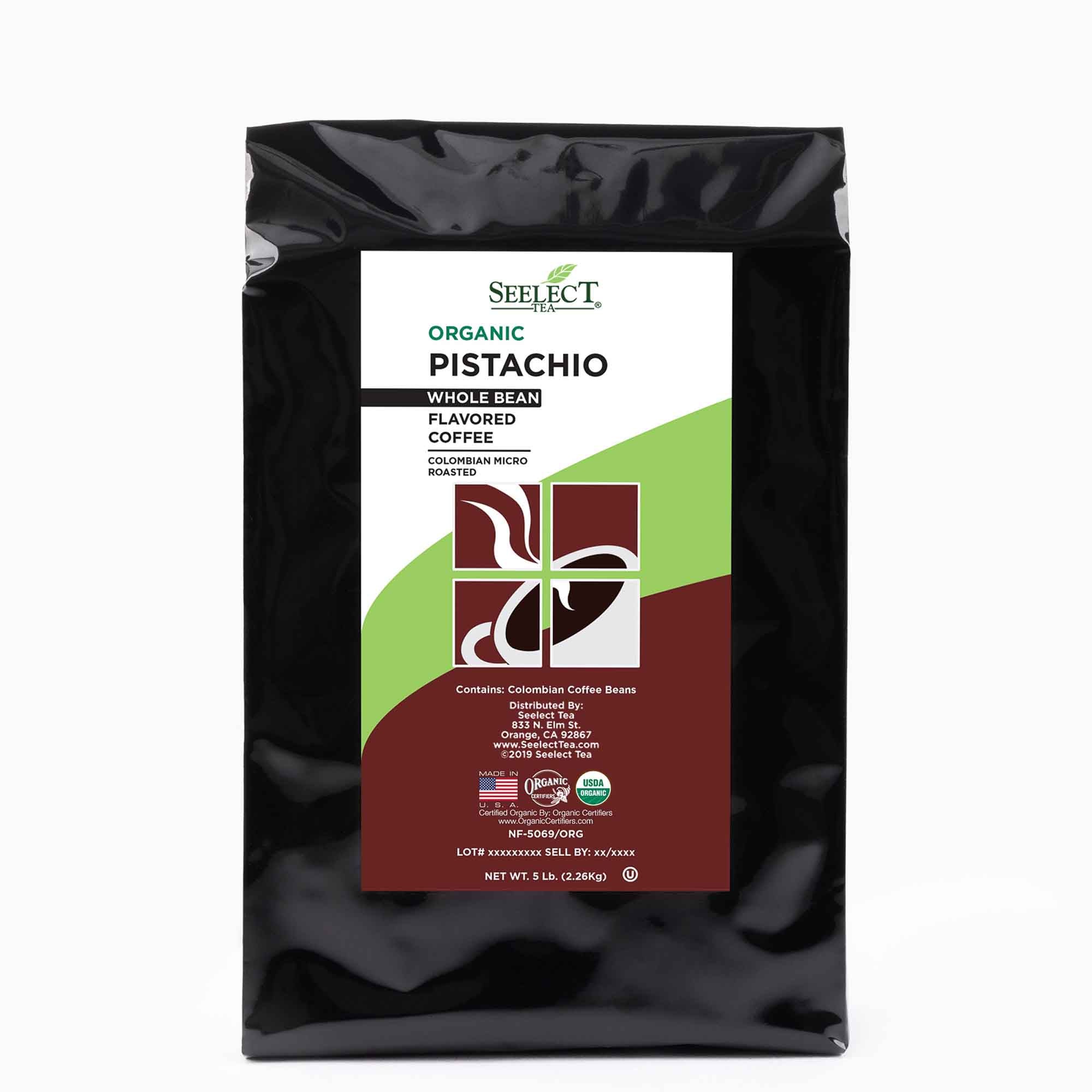 Package of Organic Pistachio Flavored Coffee Beans