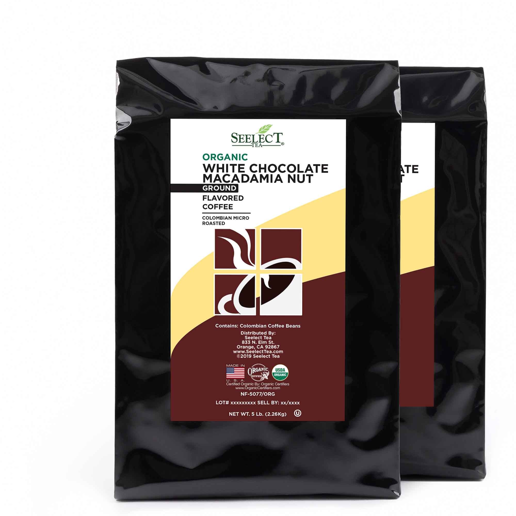 Package of Organic White Chocolate Macadamia Nut Flavored Coffee Beans