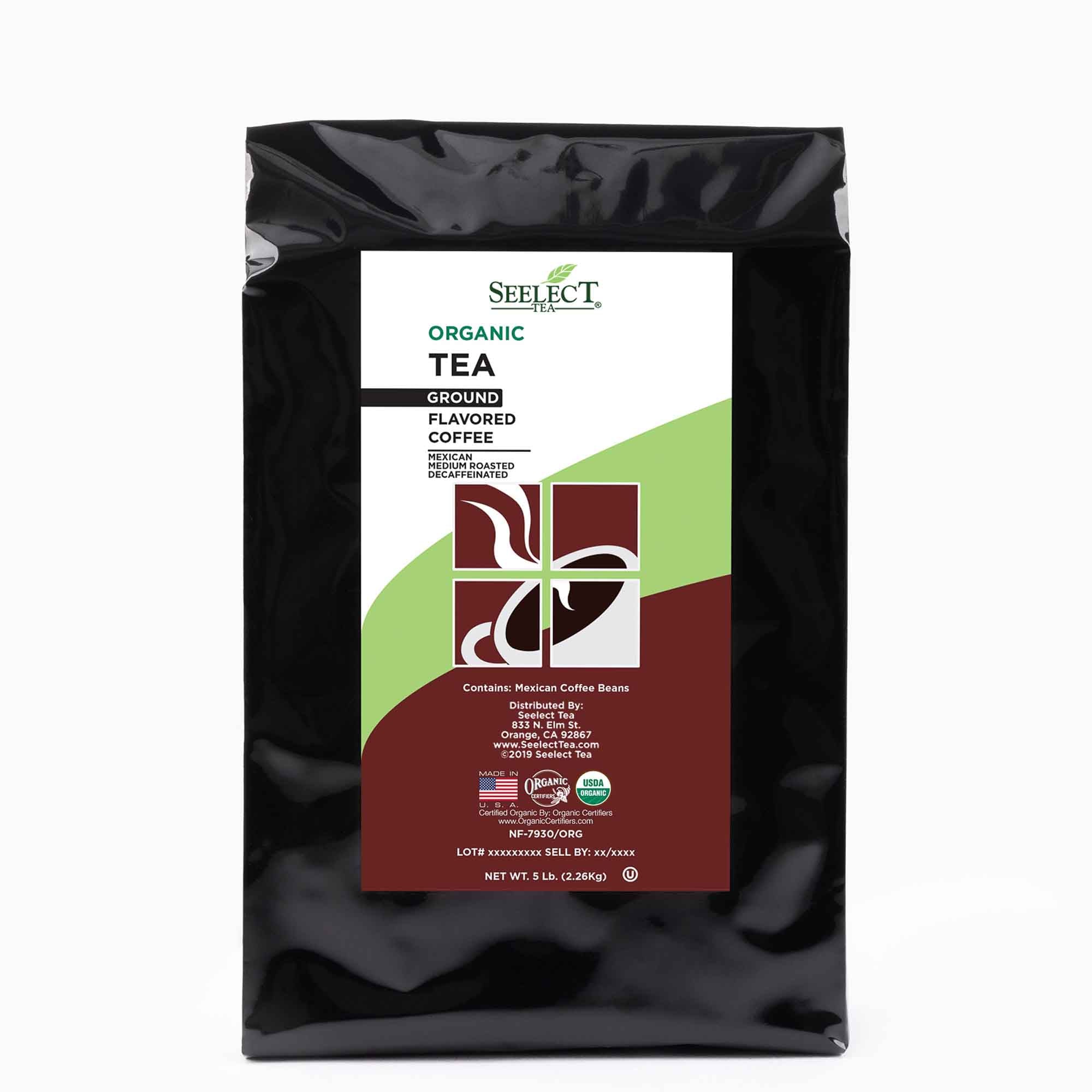 Package of Organic Decaf Tea Flavored Coffee Beans