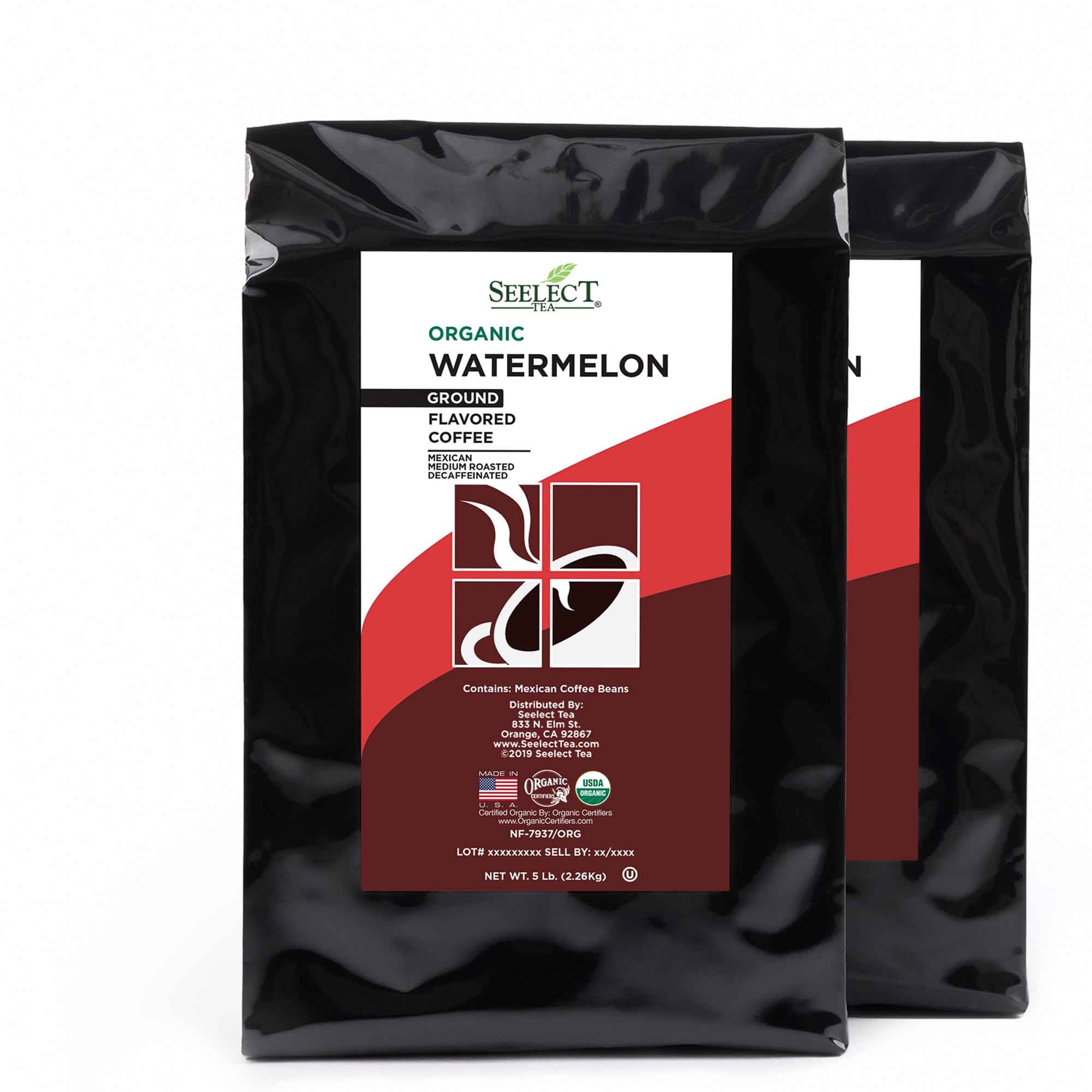 Package of Organic Decaf Watermelon Flavored Coffee Beans