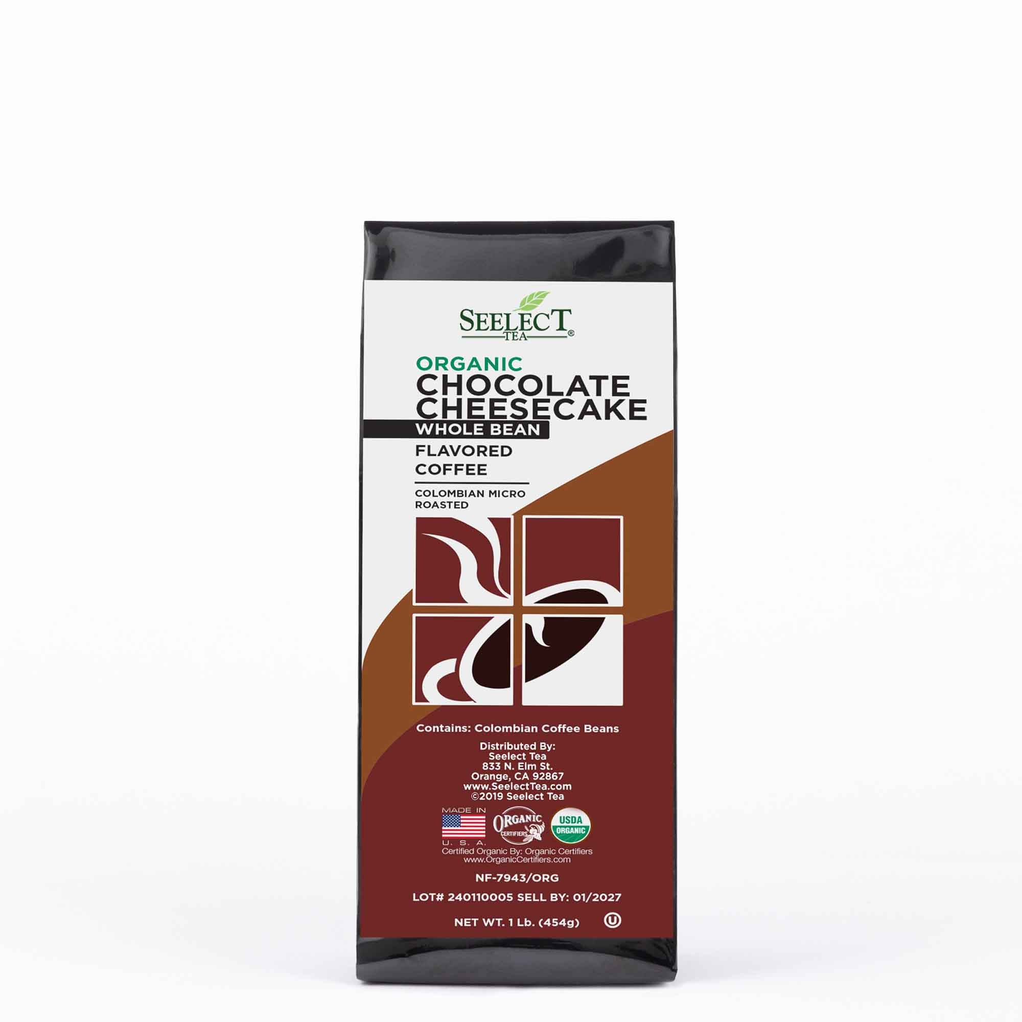Package of Organic Chocolate Cheesecake Flavored Coffee Beans