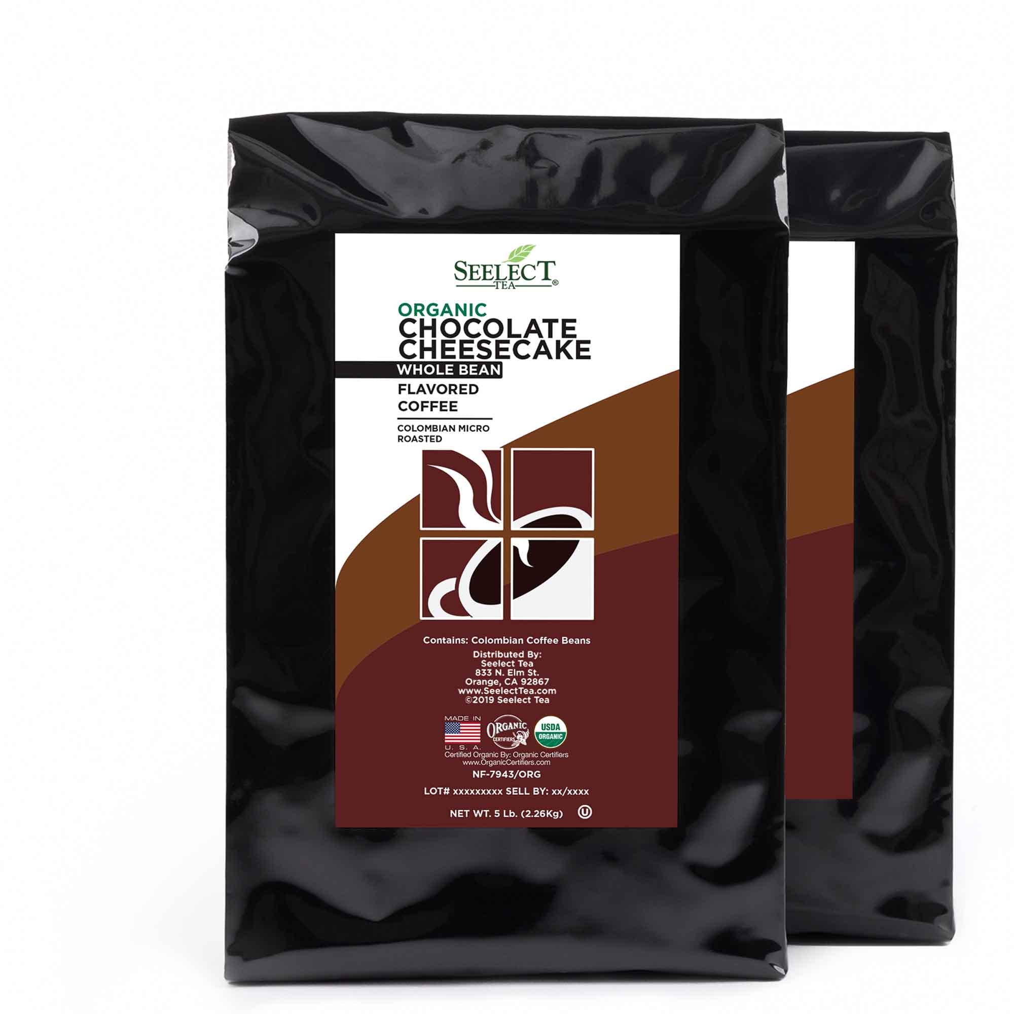 Package of Organic Chocolate Cheesecake Flavored Coffee Beans
