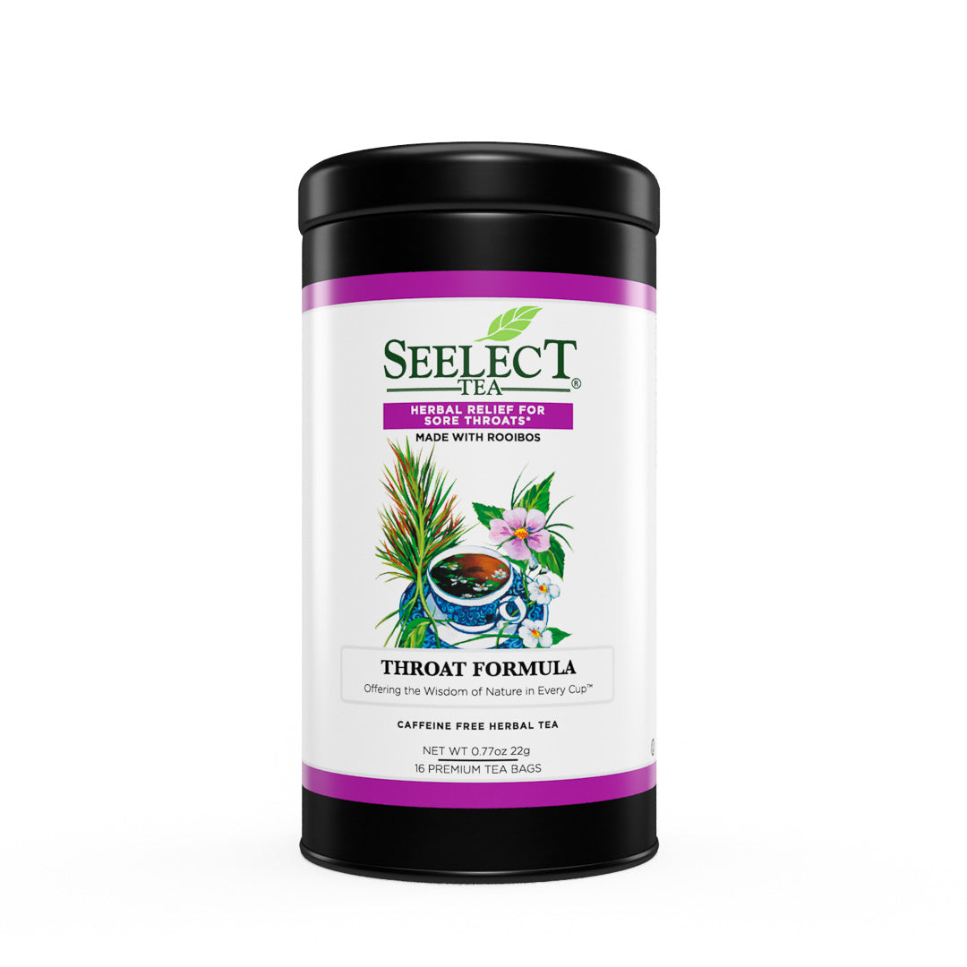 Seelect Tea canister with black lid on a white background