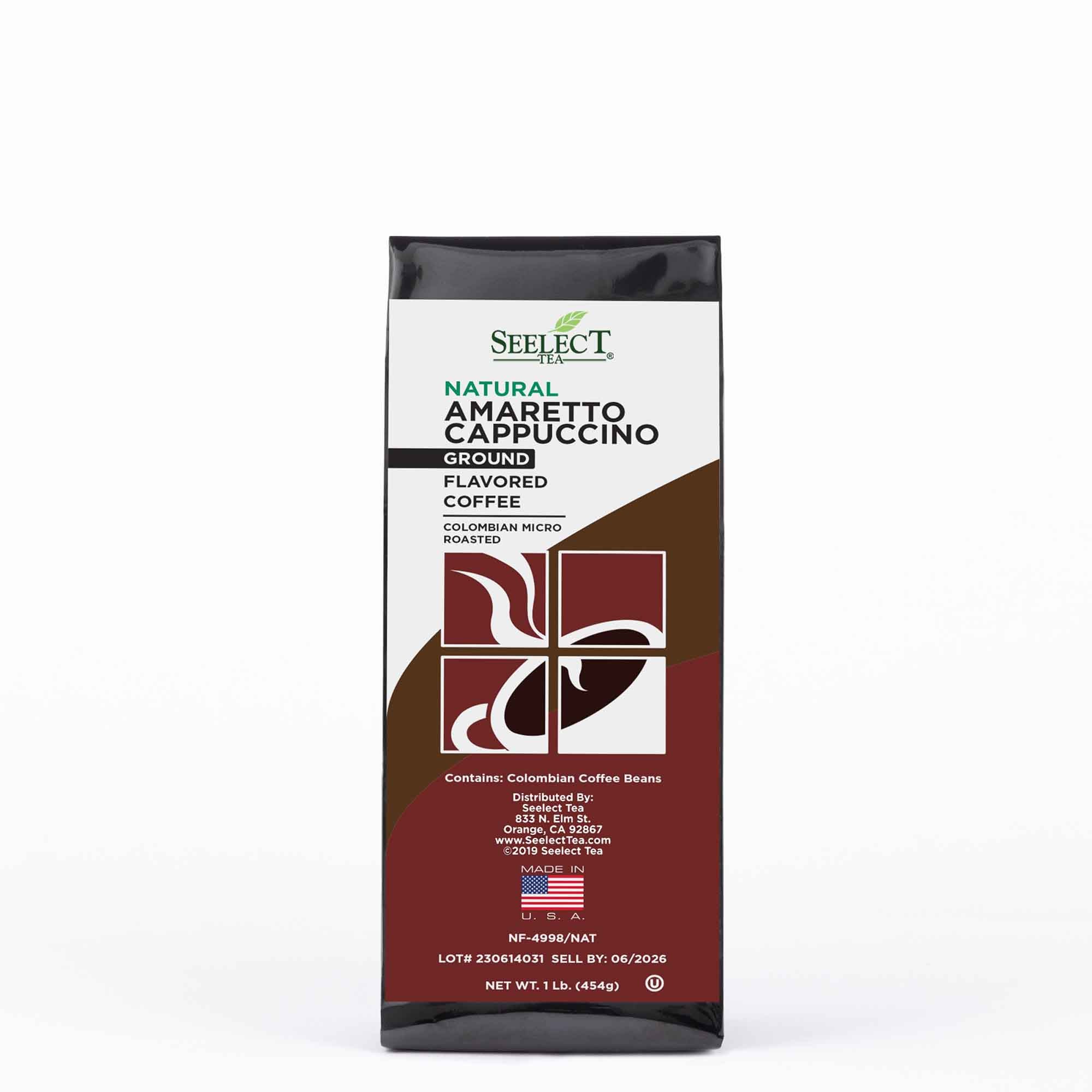 Package of Amaretto Cappuccino Flavored Coffee Beans
