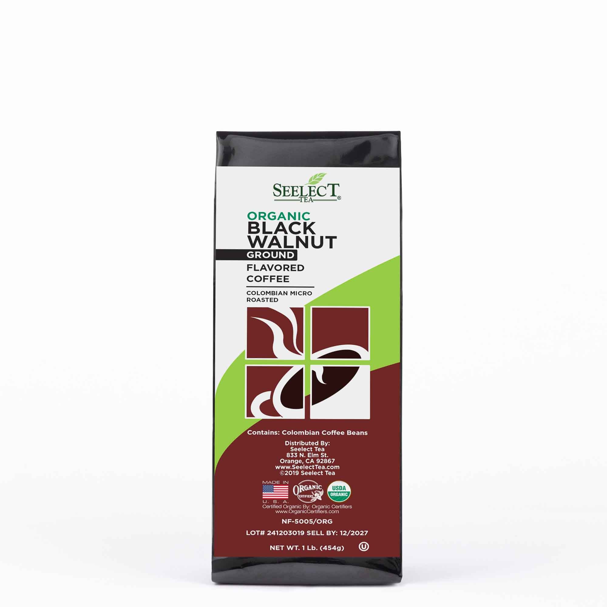 Package of Organic Black Walnut Flavored Coffee Beans