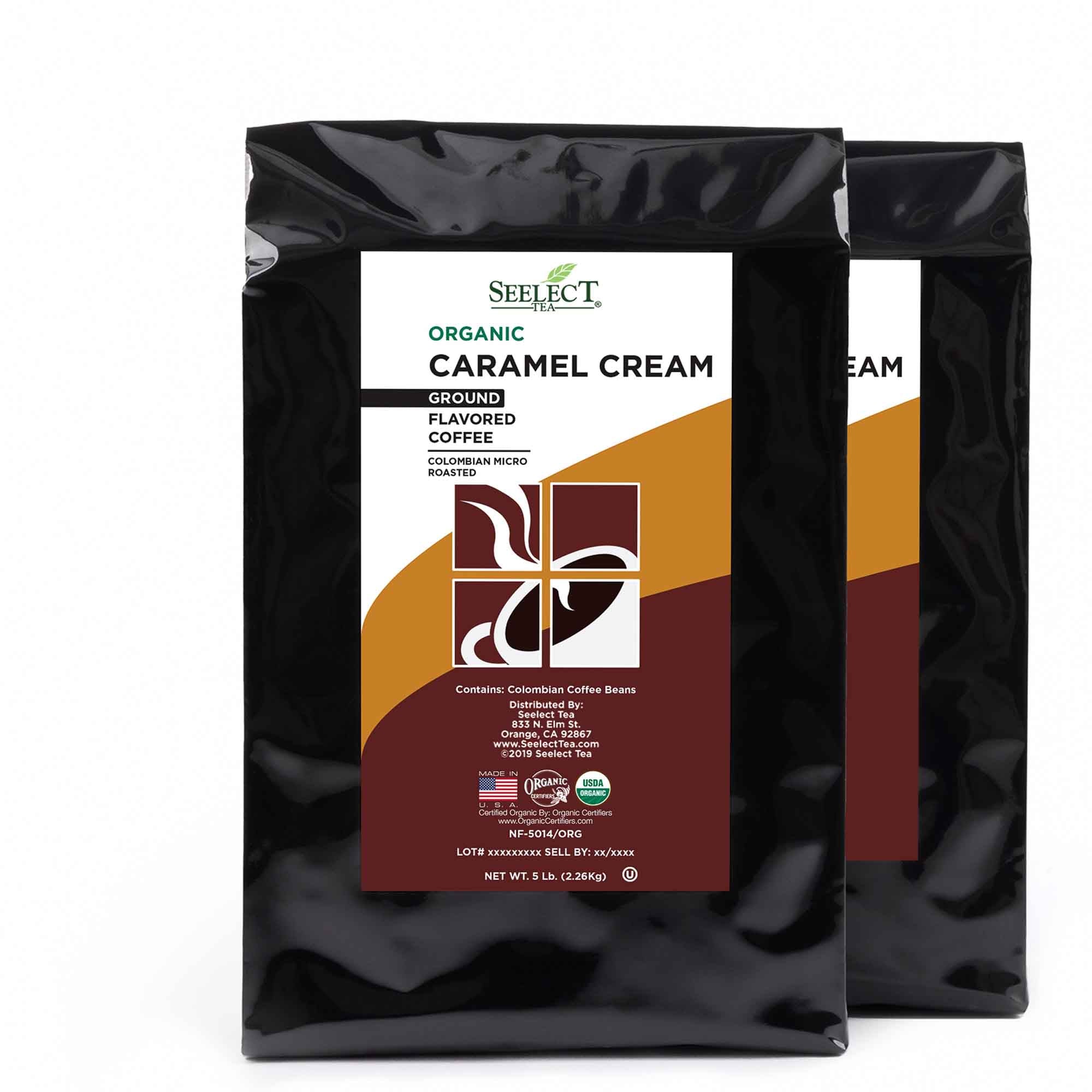 Package of Organic Caramel Cream Flavored Coffee Beans