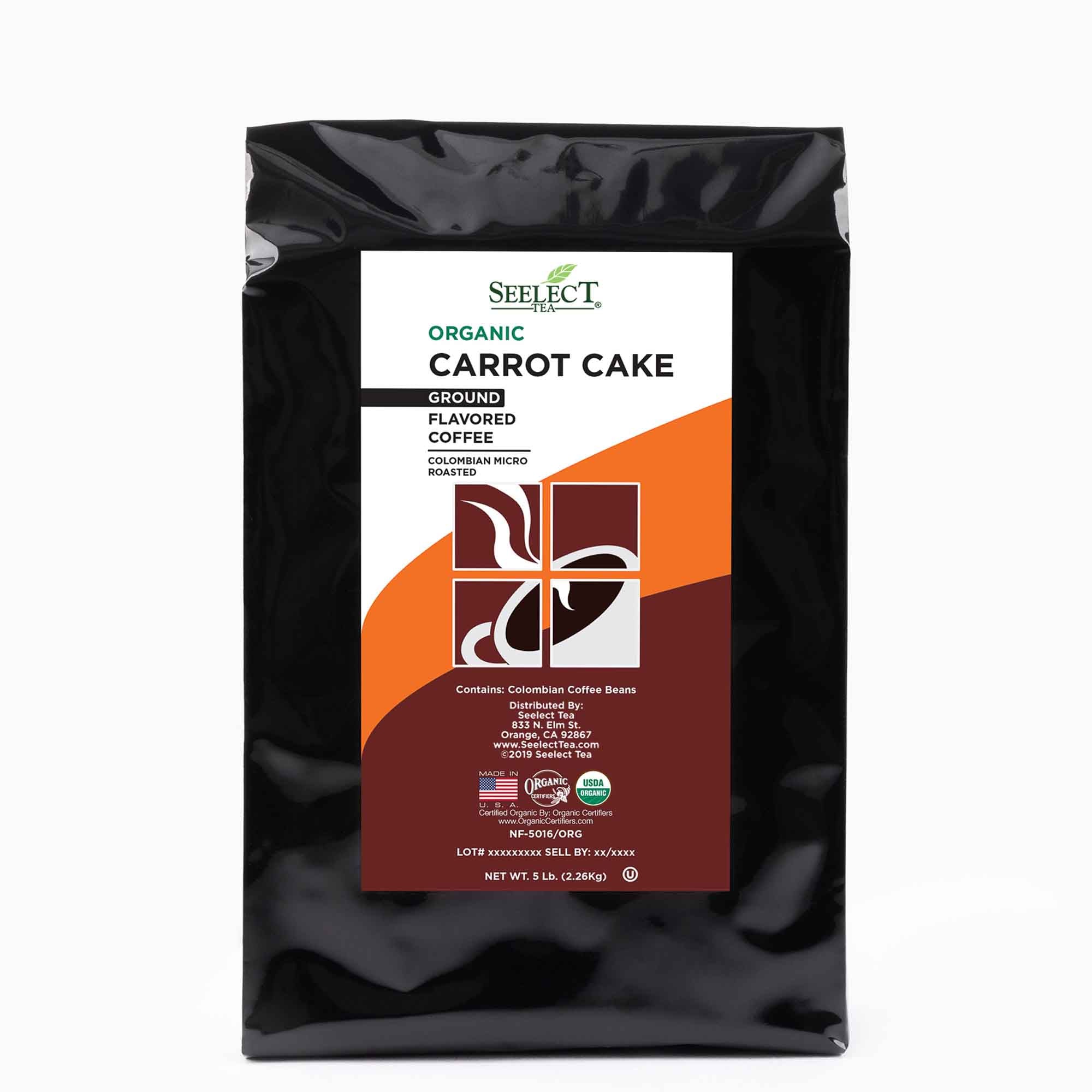 Package of Organic Carrot Cake Flavored Coffee Beans