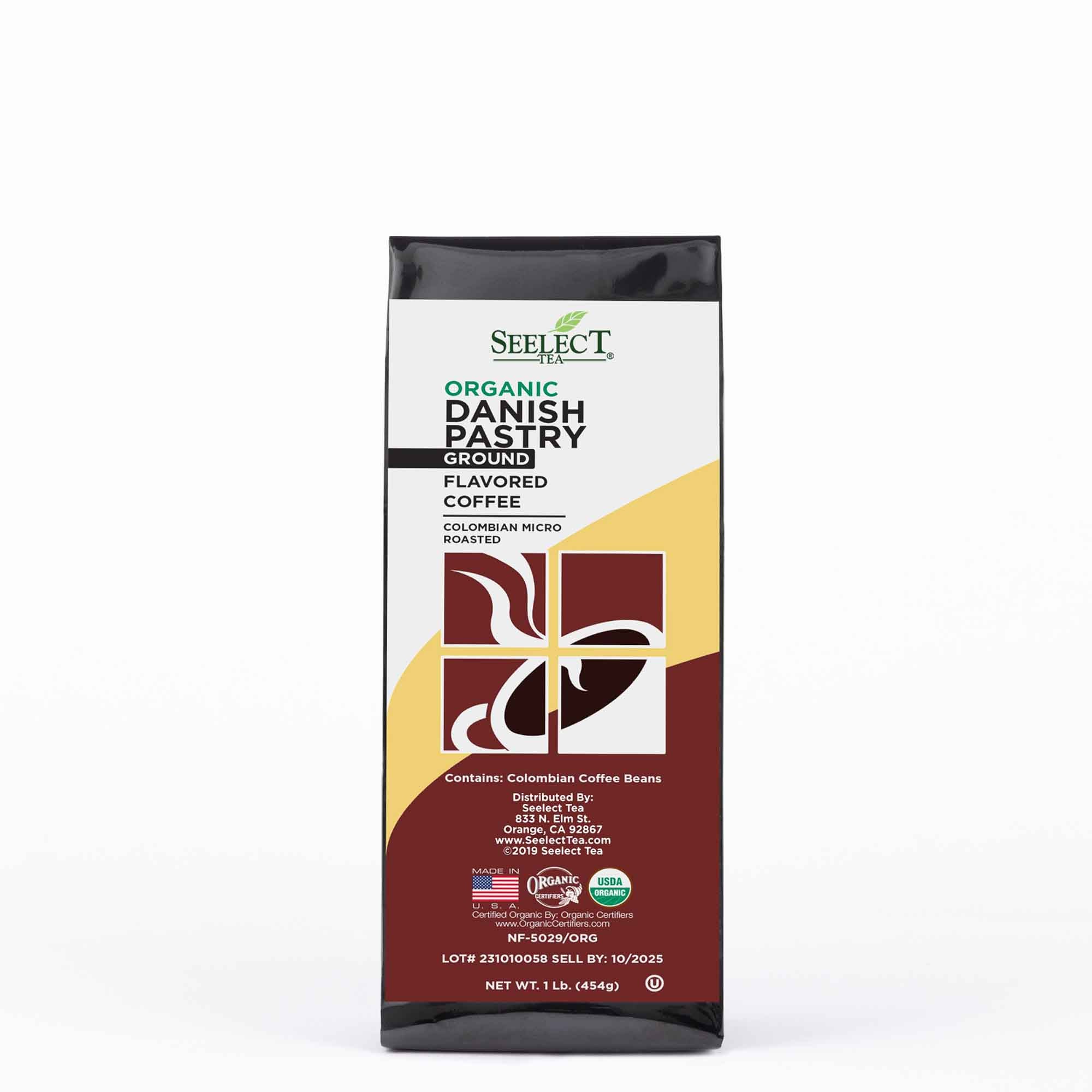 Package of Organic Danish Pastry Flavored Coffee Beans