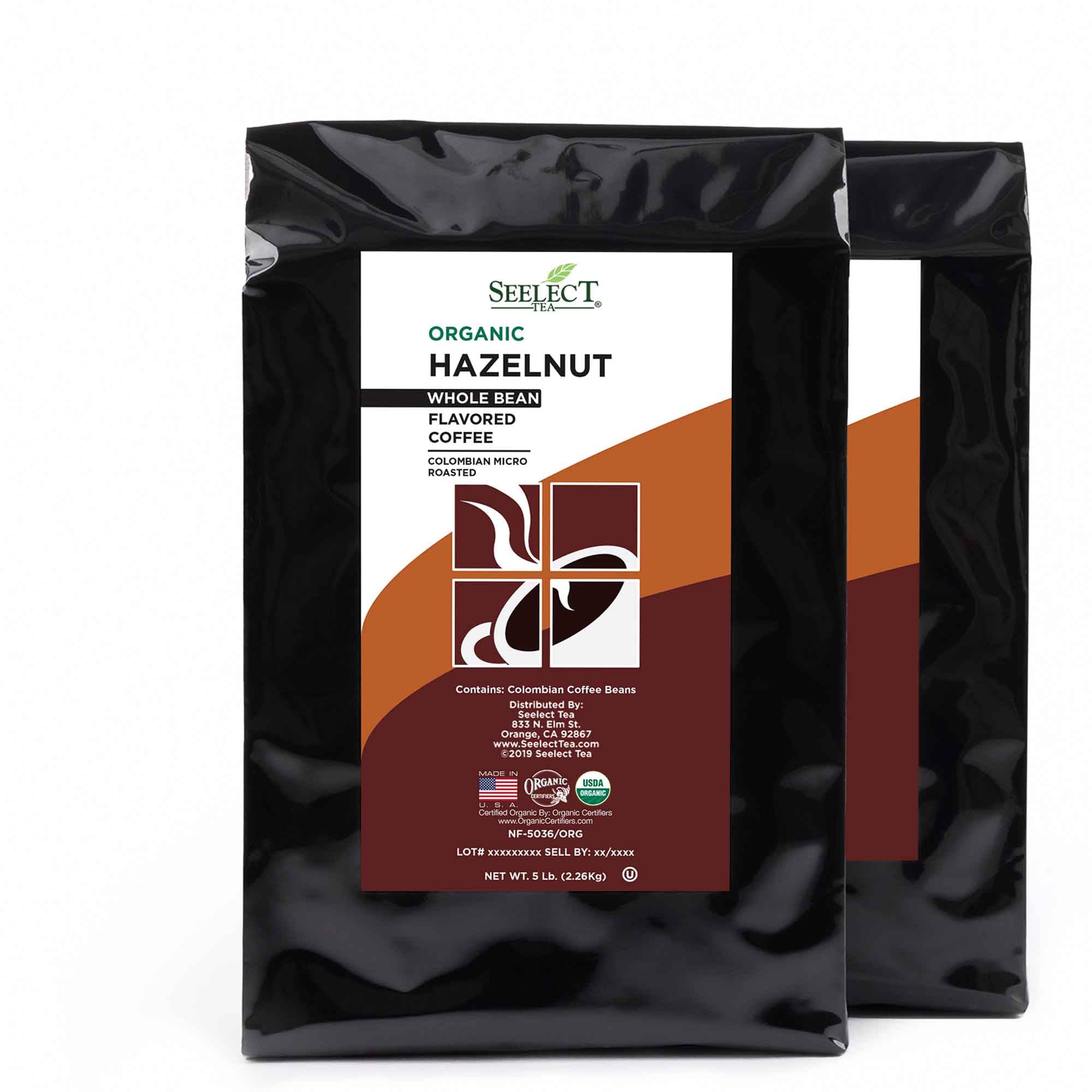 Package of Organic Hazelnut Flavored Coffee Beans