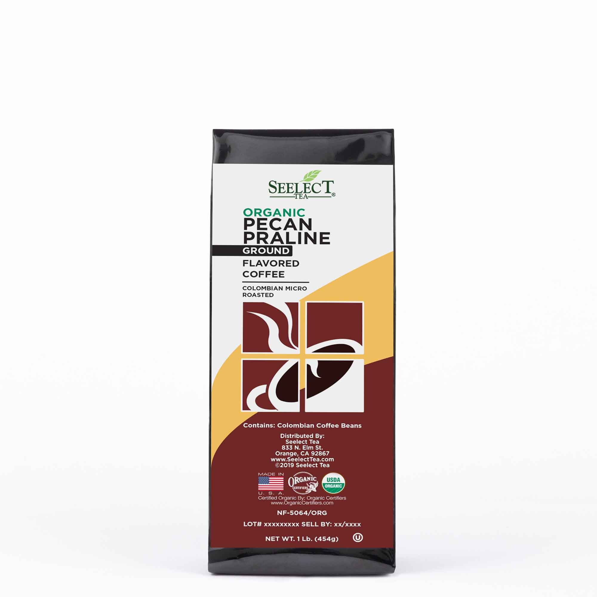 Package of Organic Pecan Praline Flavored Coffee Beans