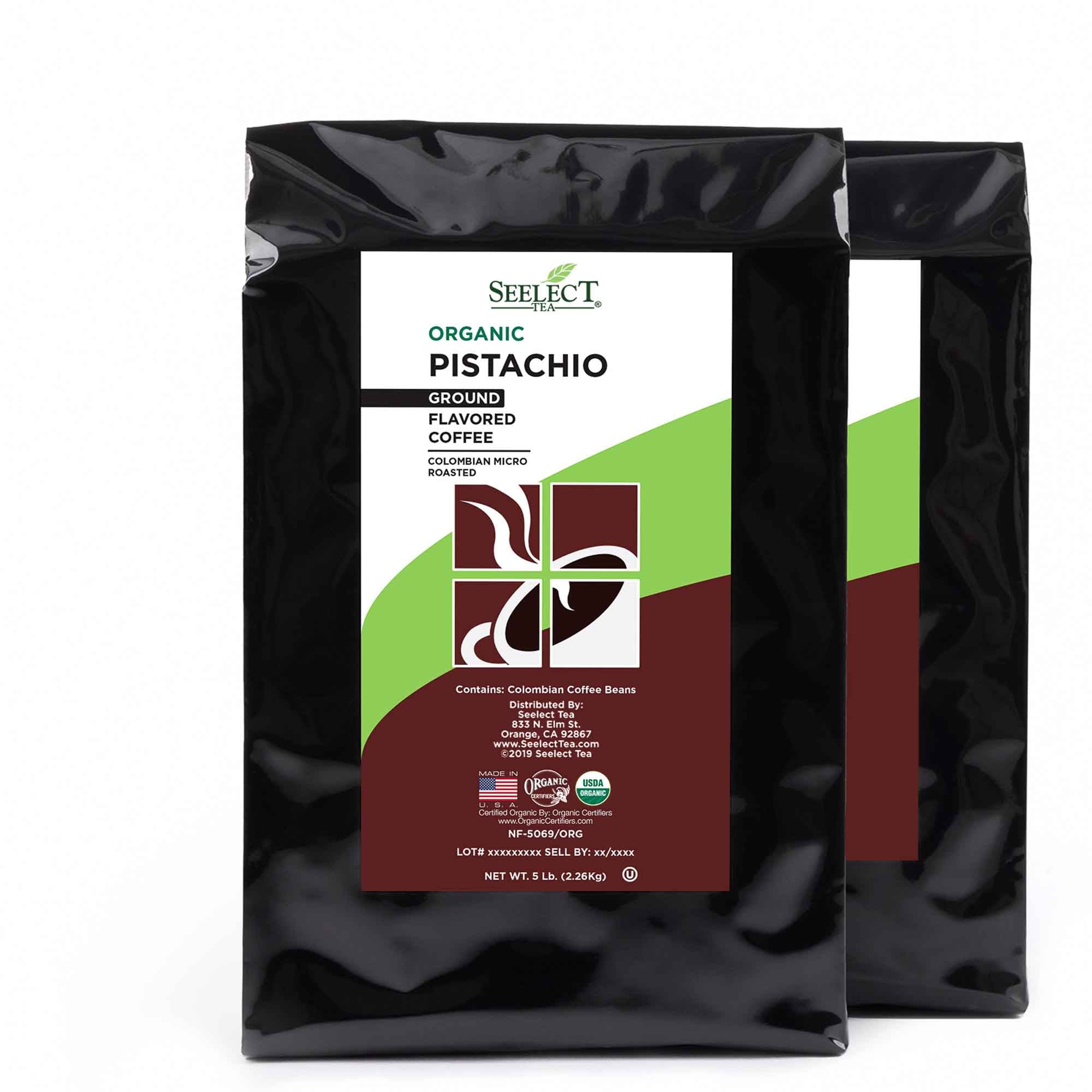 Package of Organic Pistachio Flavored Coffee Beans