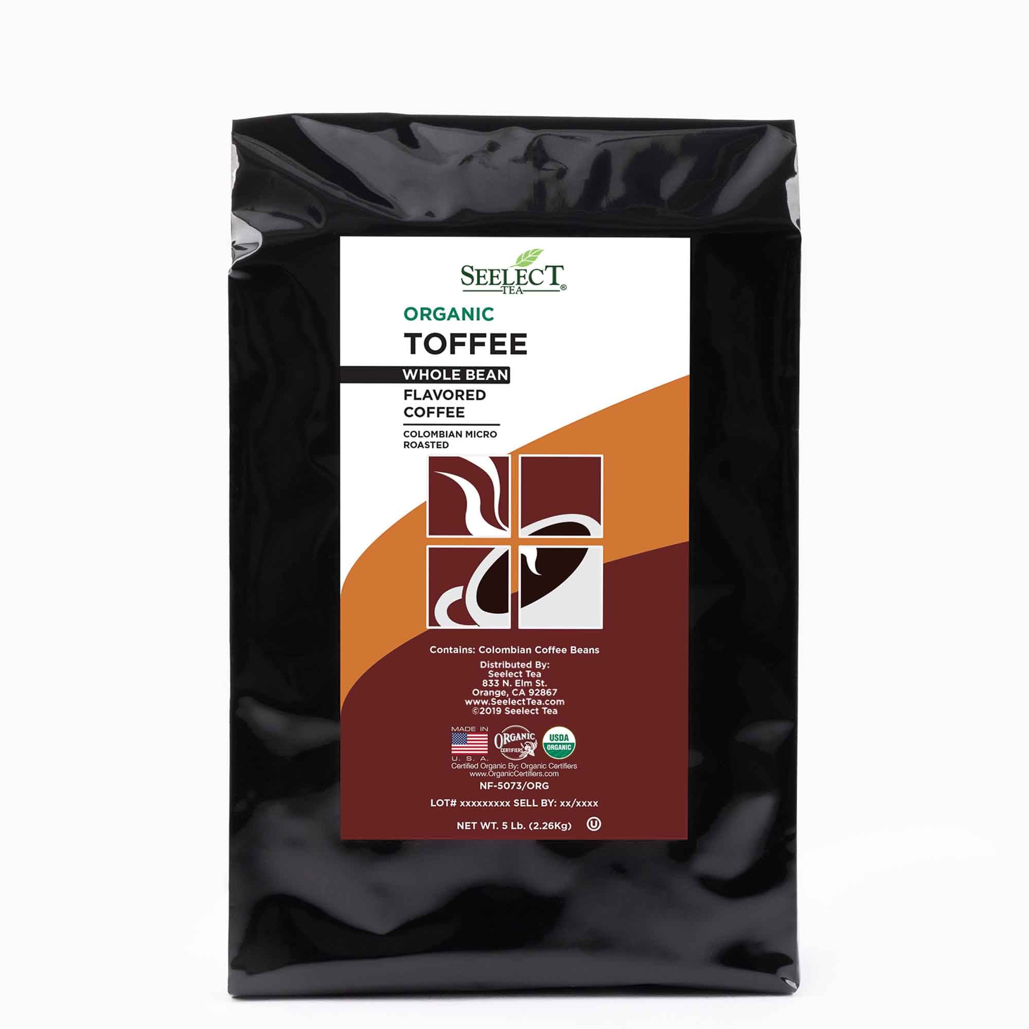 Package of Organic Toffee Flavored Coffee Beans