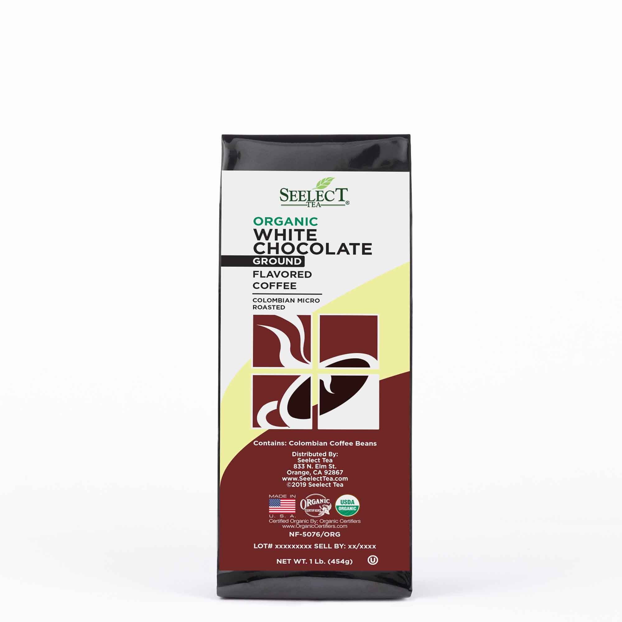 Package of Organic White Chocolate Flavored Coffee Beans