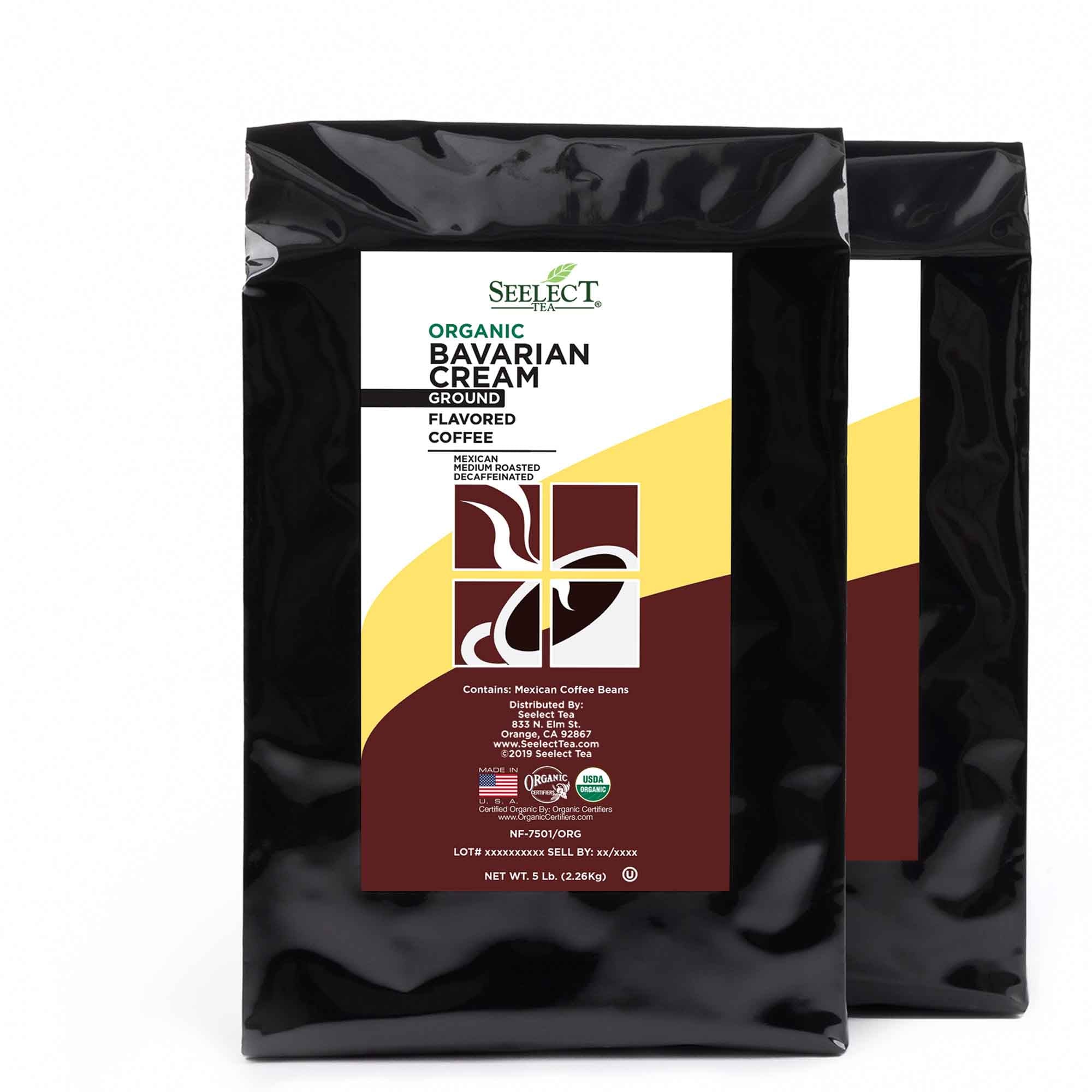 Package of Organic Decaf Bavarian Cream Flavored Coffee Beans