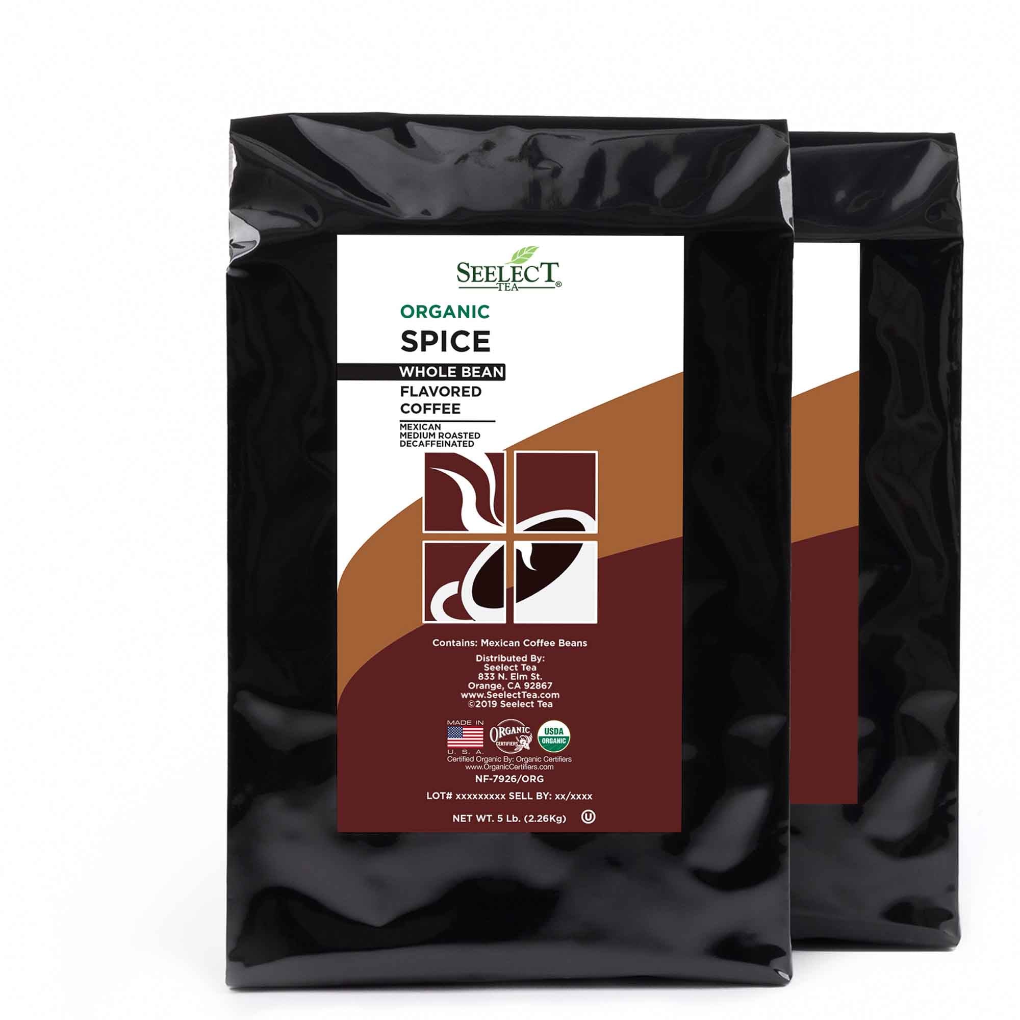 Package of Organic Decaf Spice Flavored Coffee Beans