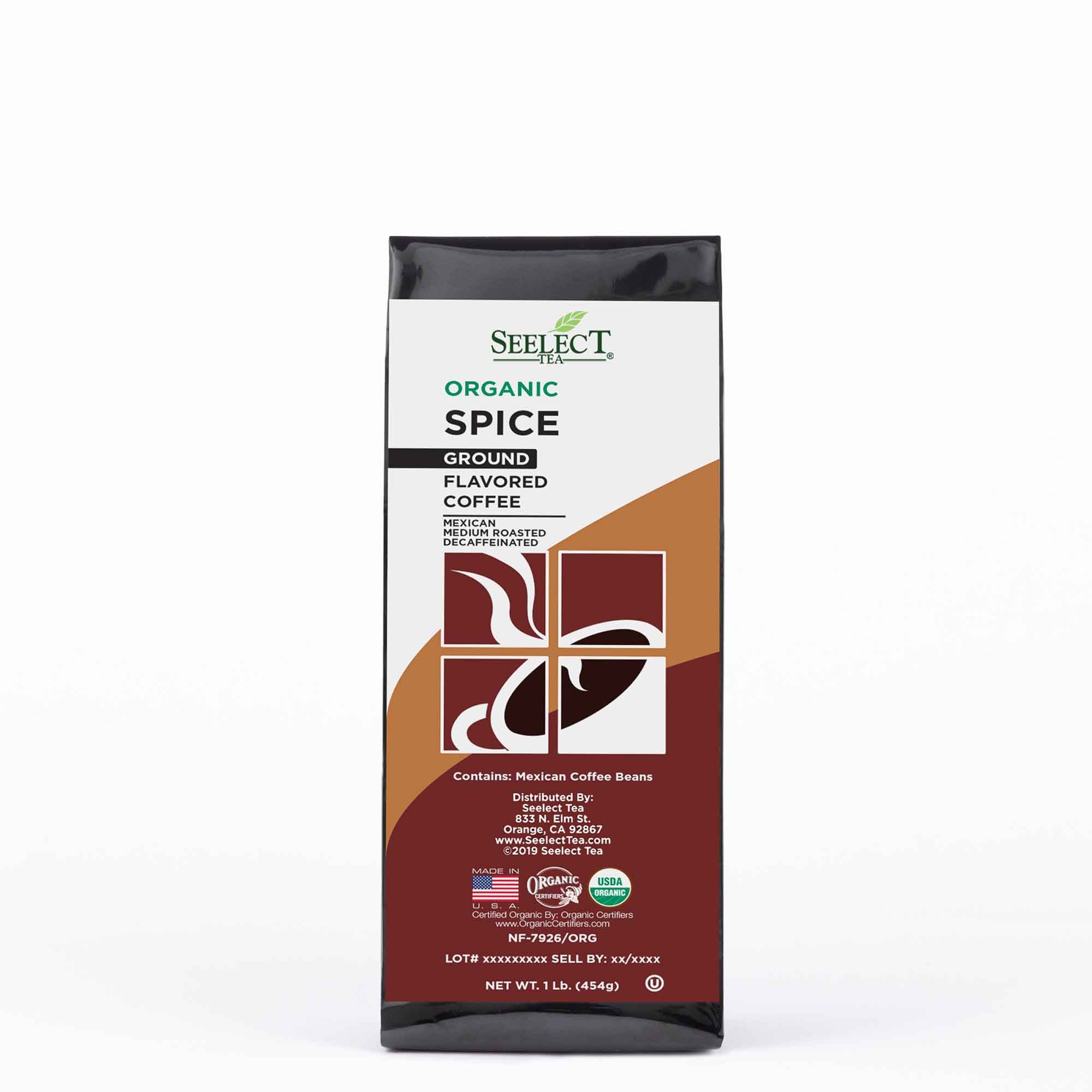 Package of Organic Decaf Spice Flavored Coffee Beans
