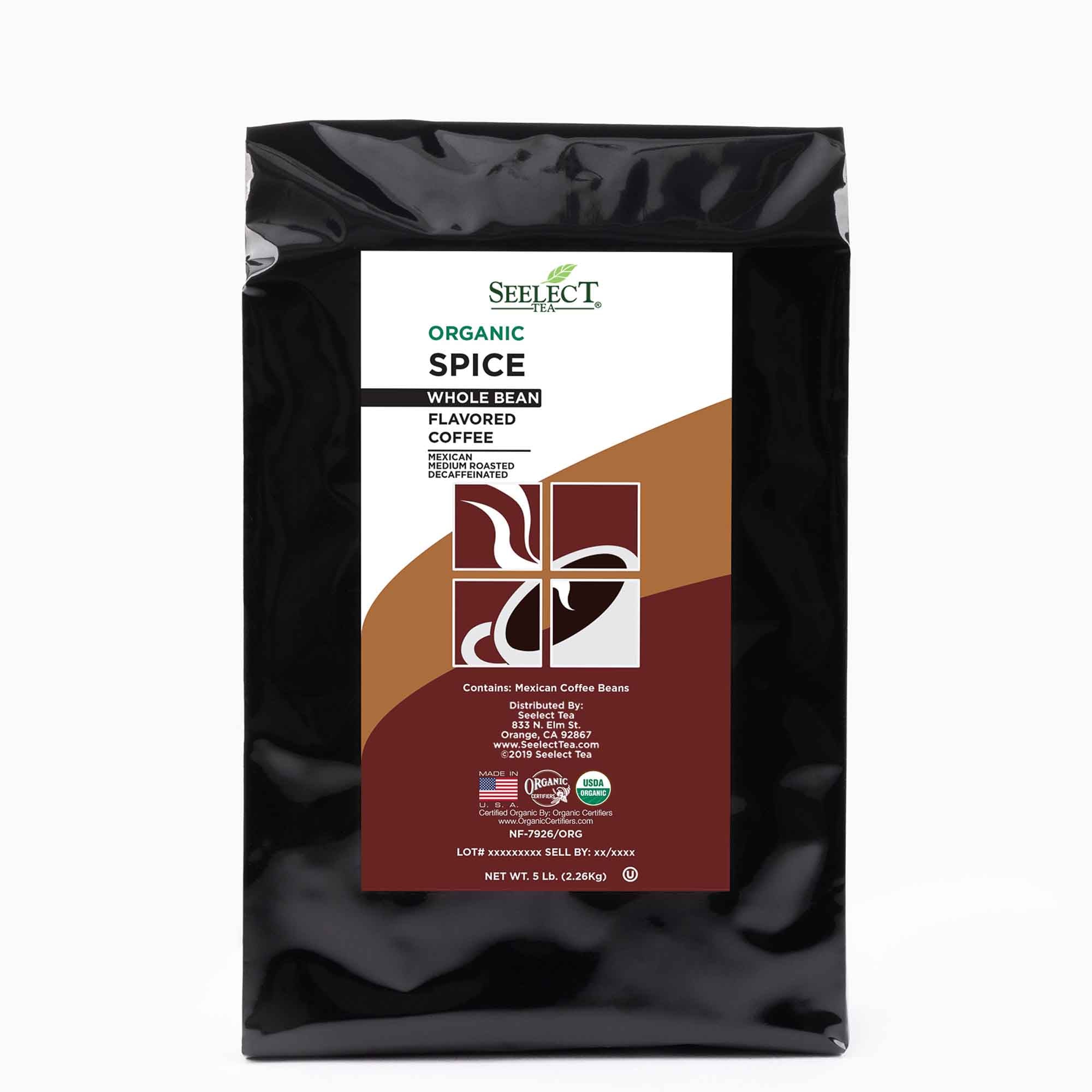 Package of Organic Decaf Spice Flavored Coffee Beans