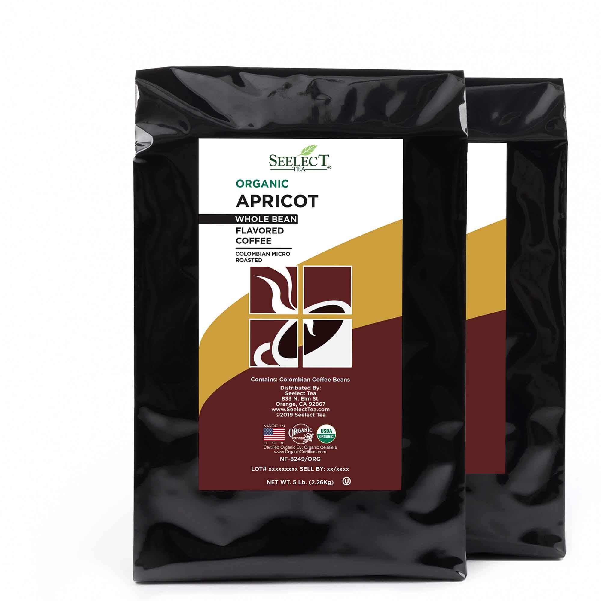 Package of Organic Apricot Flavored Coffee Beans